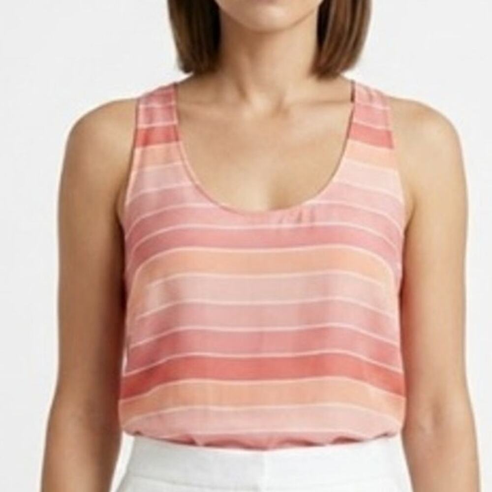Rag & Bone Silk Tank Womens Medium Pink Striped Racerback Shell Sleeveless Top